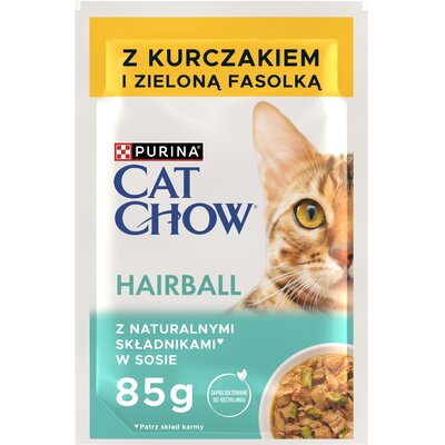 Karma dla kota CAT CHOW Hairball z kurczakiem i zieloną fasolką w sosie 85 g