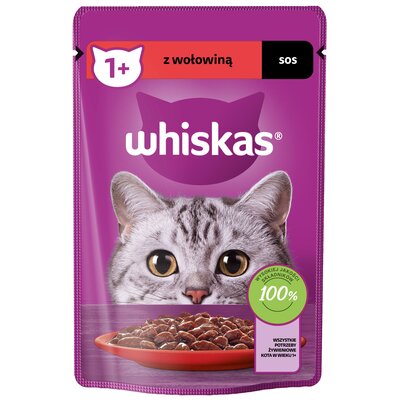 Karma dla kota WHISKAS Wołowina w sosie 85 g
