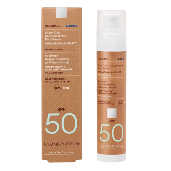 Korres lekki krem rozświetlający do twarzy SPF50, 50 ml