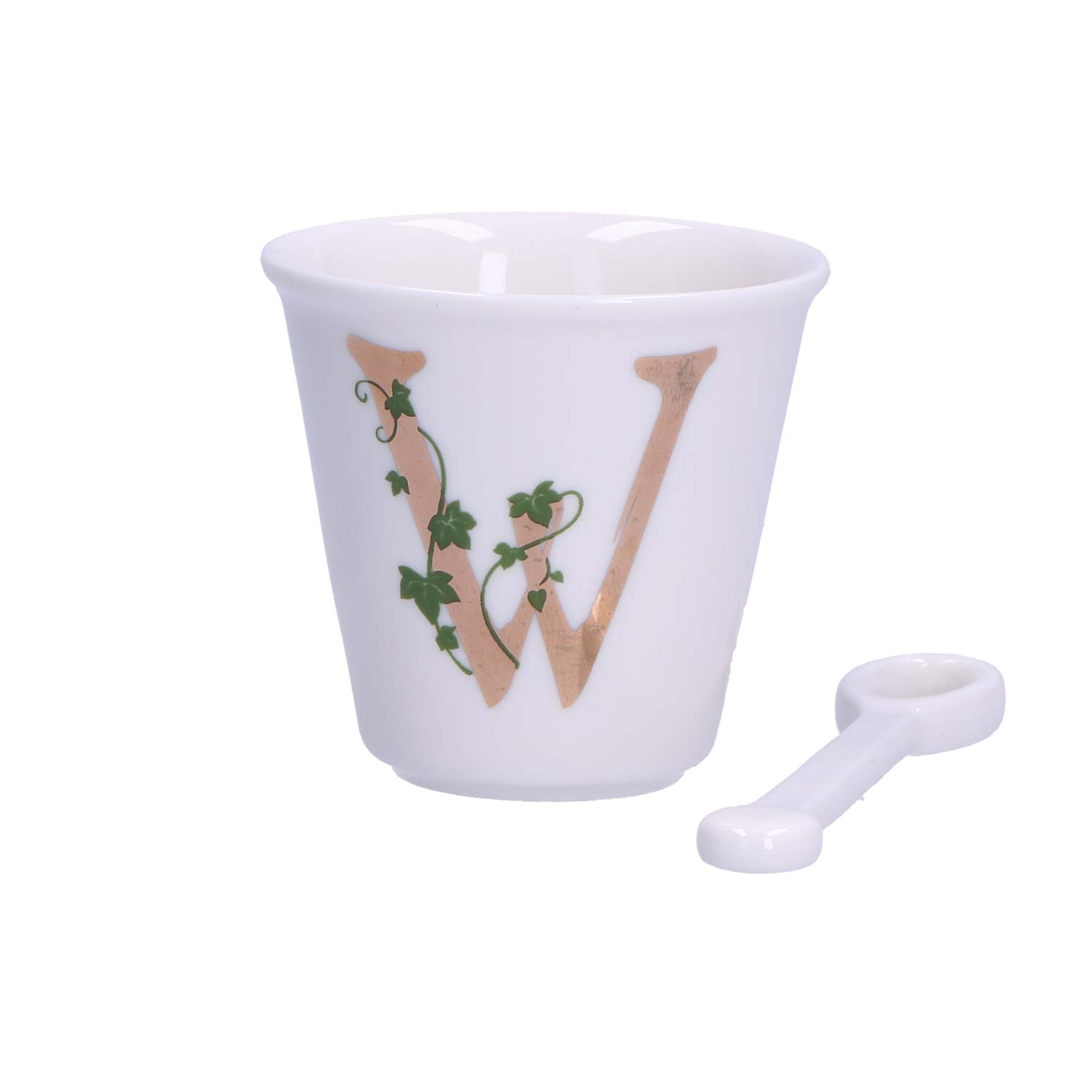 La Porcellana Bianca - Filiżanka z łyżeczką z literą W 75 ml Unico