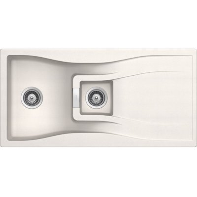 Zlewozmywak półtorakomorowy z ociekaczem SCHOCK Waterfall D-150 Biały polarny 50x100