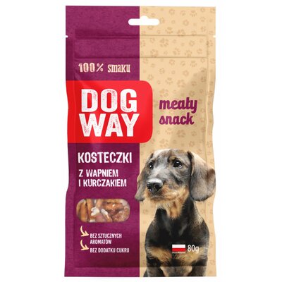 Przysmak dla psa DOGWAY Meaty Snack Kosteczki z wapniem i kurczakiem 80 g