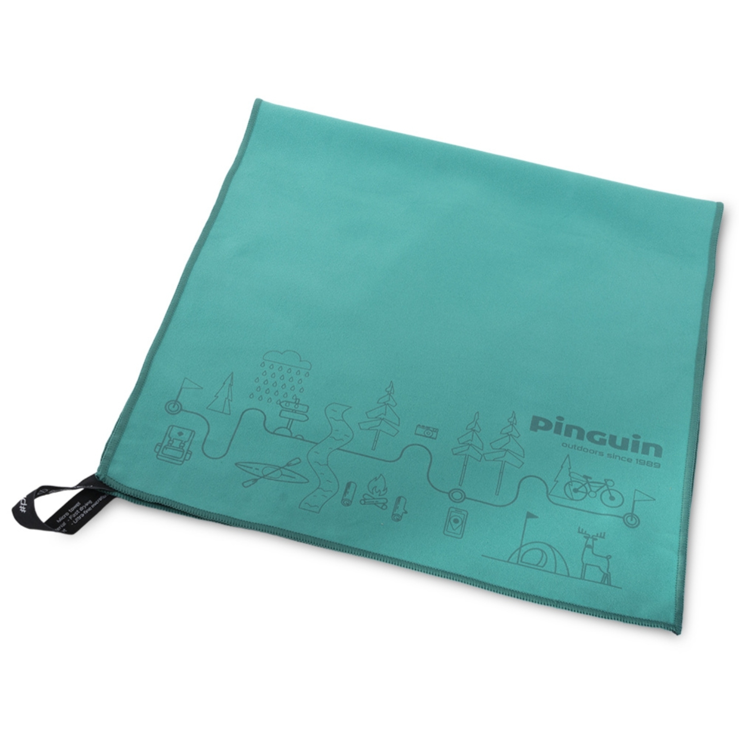 Ręcznik szybkoschnący Pinguin Micro Towel M Mapa 40x80 petrol - ONE SIZE