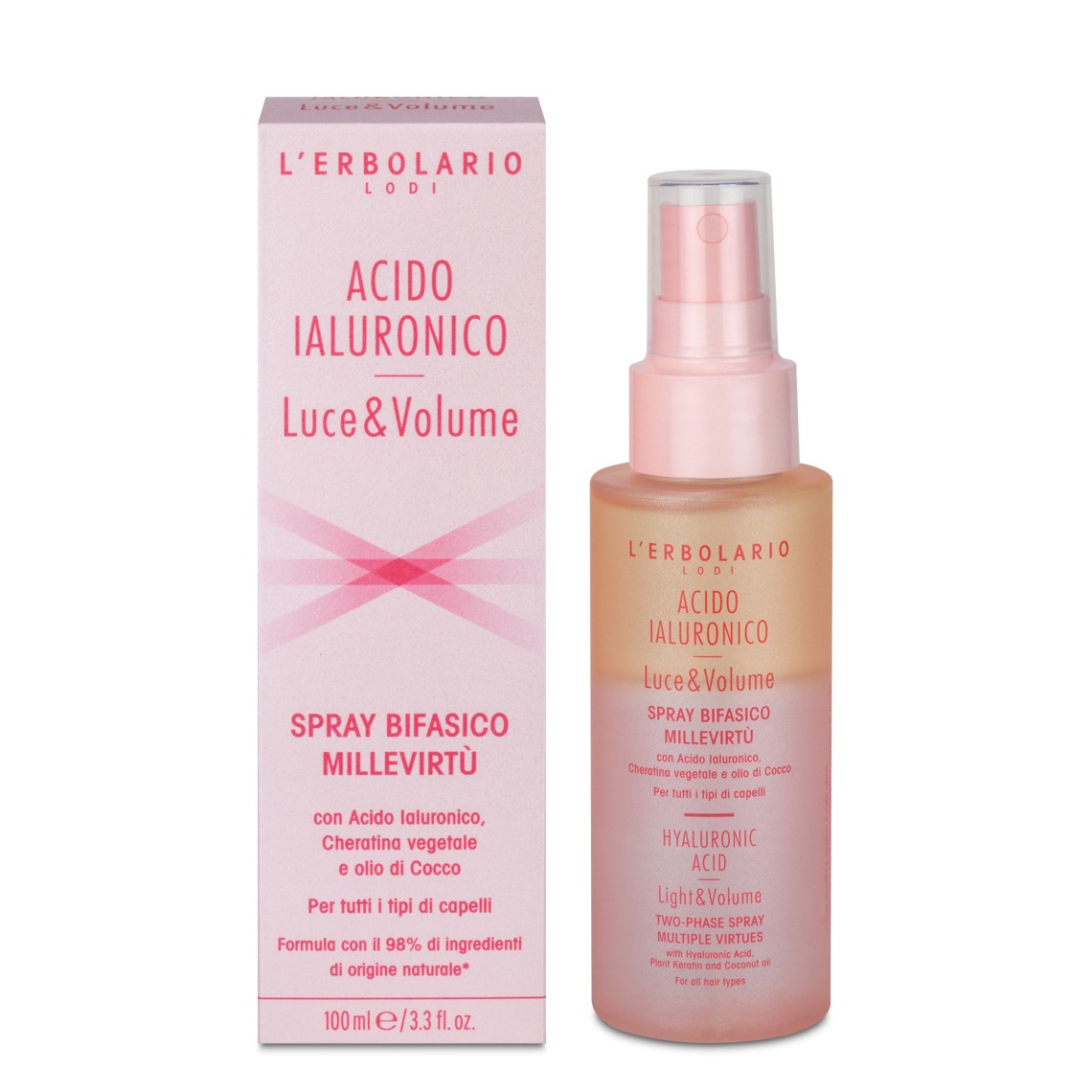 L'Erbolario Acido Ialuronico Luce e Volume spray dwufazowy do włosów, 100 ml
