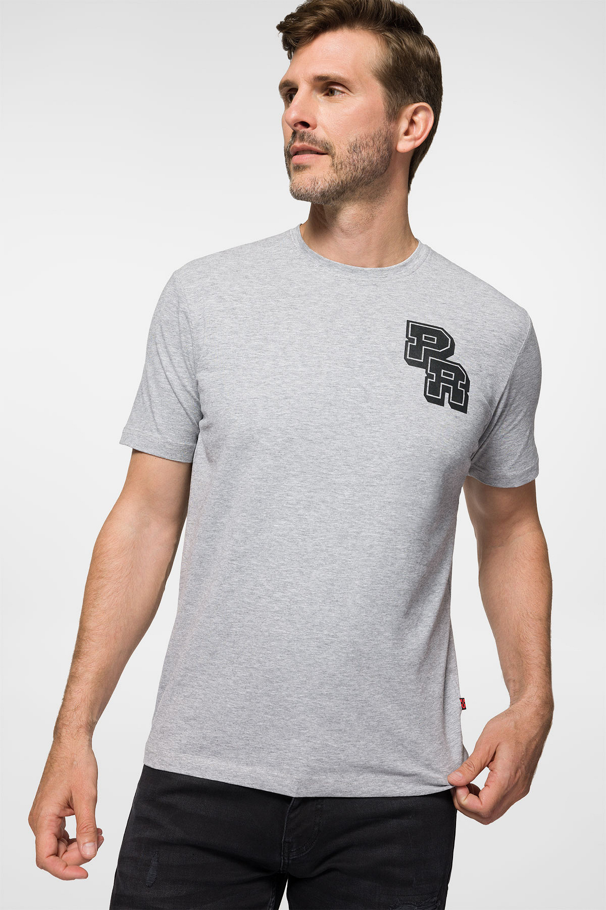 Próchnik - T-shirt Szary z Nadrukiem Bawełniany PM1