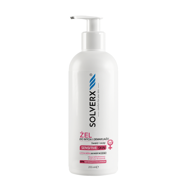 Solverx Sensitive Skin +forte żel do mycia twarzy i demakijażu oczu, 200 ml
