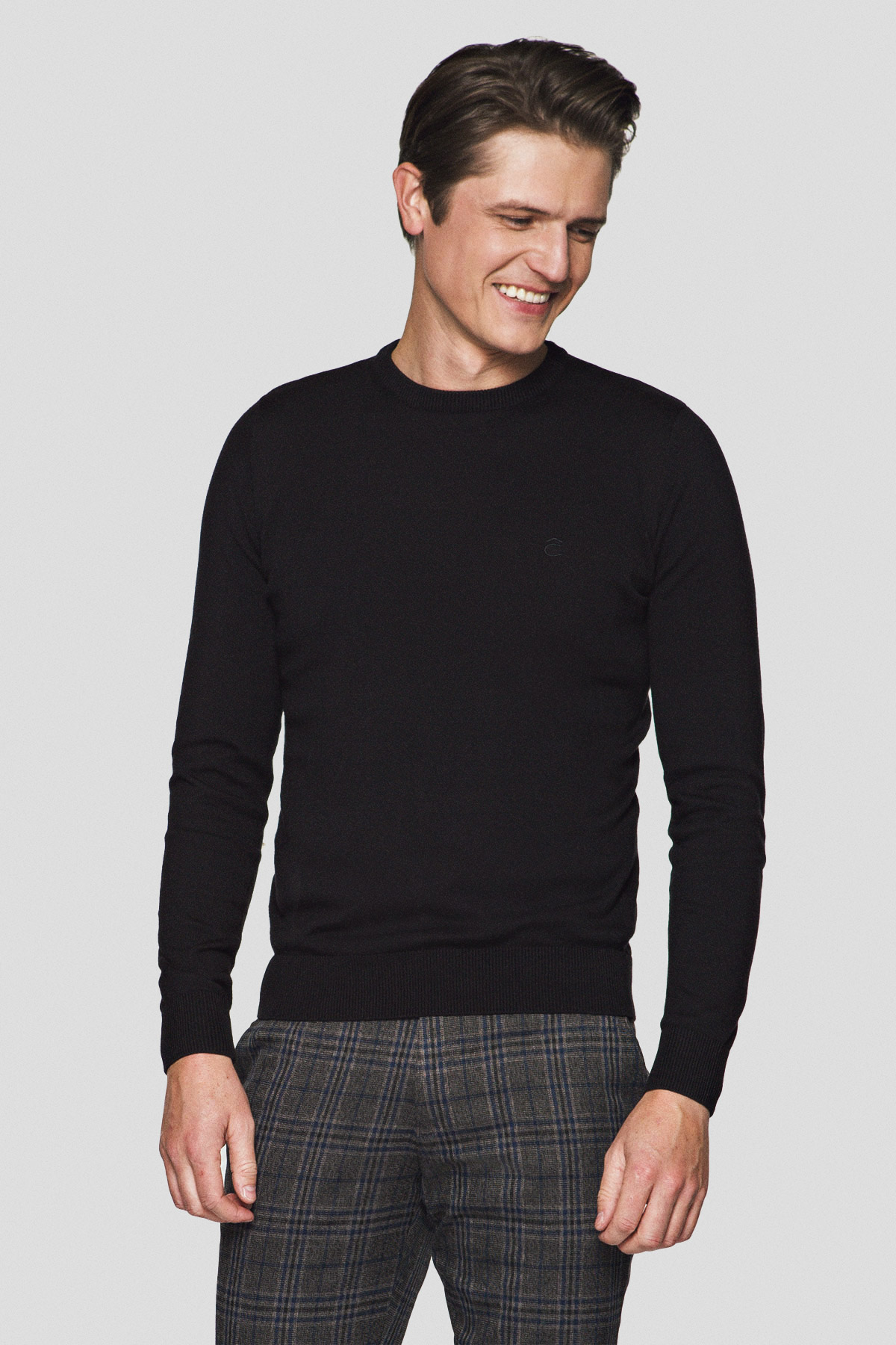 Lancerto Sweter Czarny Bawełniany Keegan