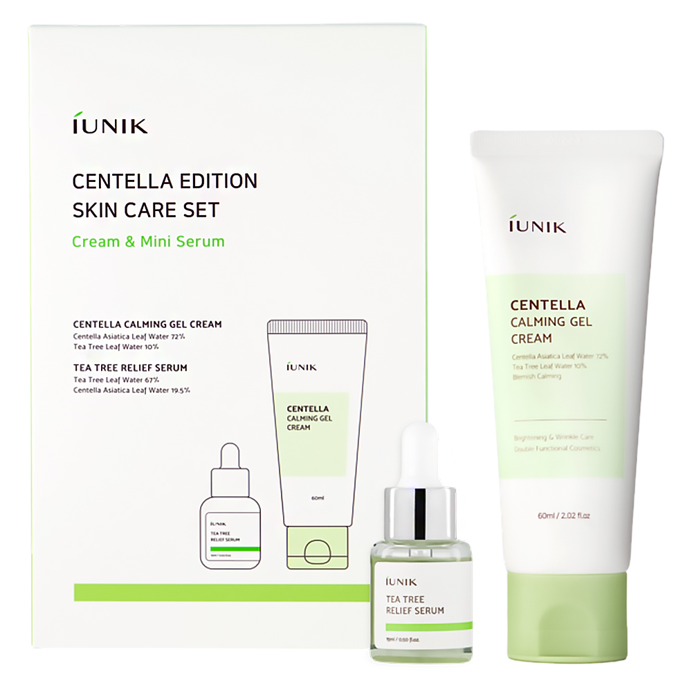 iUNIK Centella zestaw kojąco-nawilżający: serum do twarzy, 15 ml + krem do twarzy, 60 ml