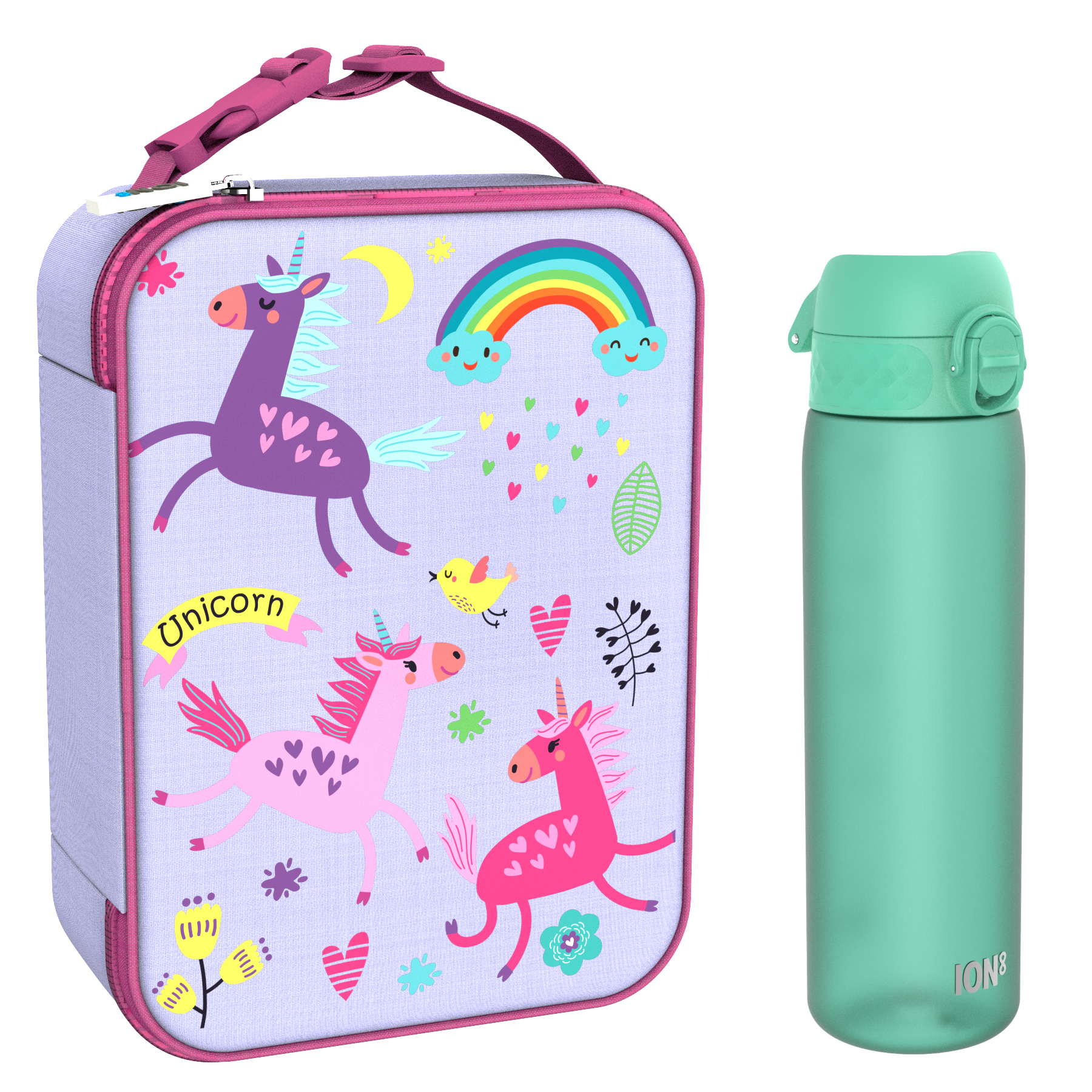 Ion8 zestaw: lunchbag Unicorn, 1 szt. + bidon na wodę, poj. 0,6 l, 1 szt.