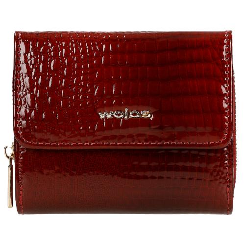 Wojas Czerwony Lakierowany Portfel Damski Z Tłoczeniem