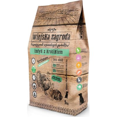 Karma dla psa WIEJSKA ZAGRODA Indyk z królikiem S 9 kg