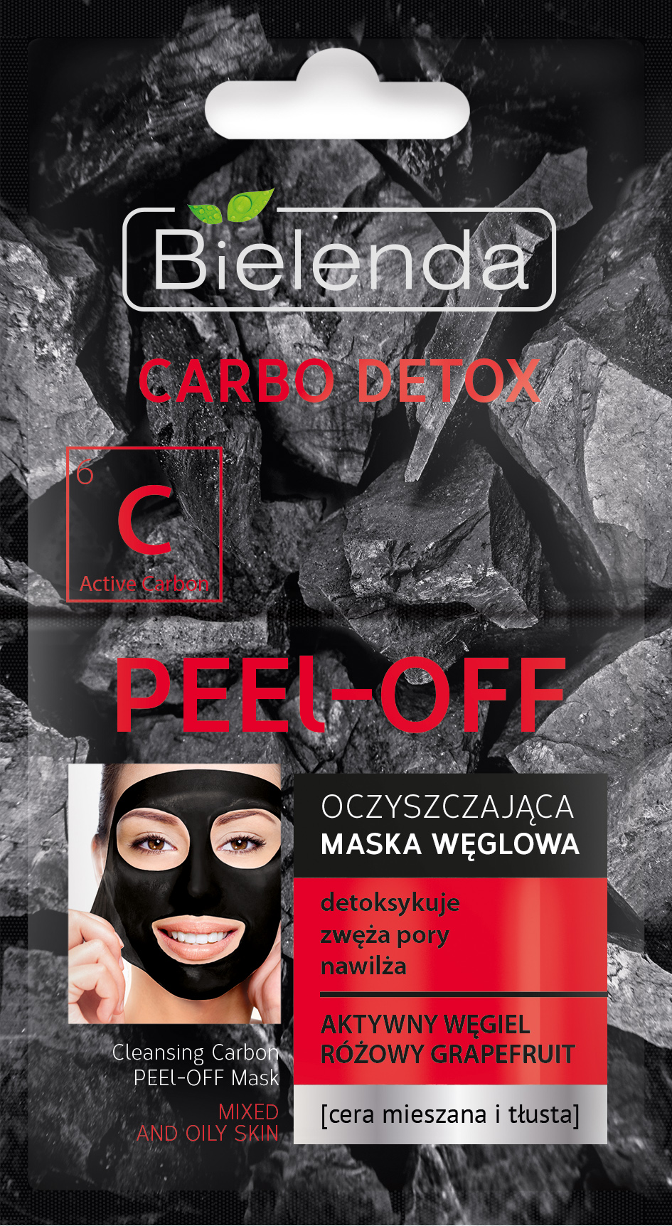 Bielenda Carbo Detox oczyszczająca maska węglowa PEEL-OFF, 2 x 6 g