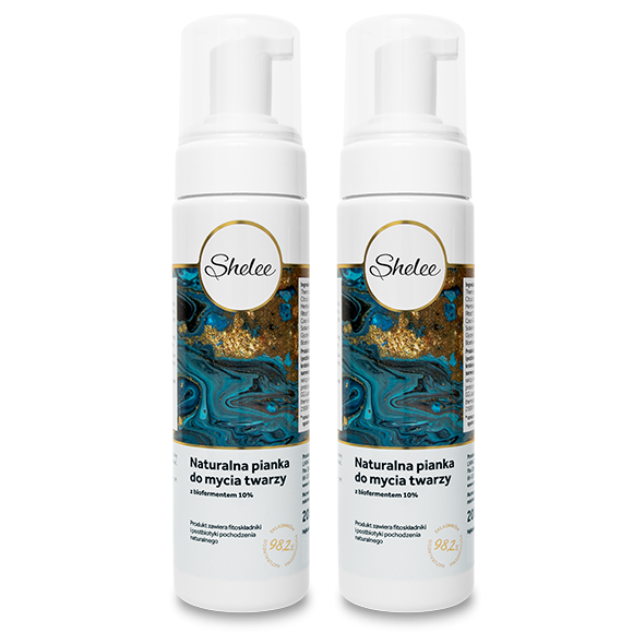 Shelee zestaw: naturalna pianka do mycia twarzy z biofermentem 10%, 2x200 ml/1 opak.