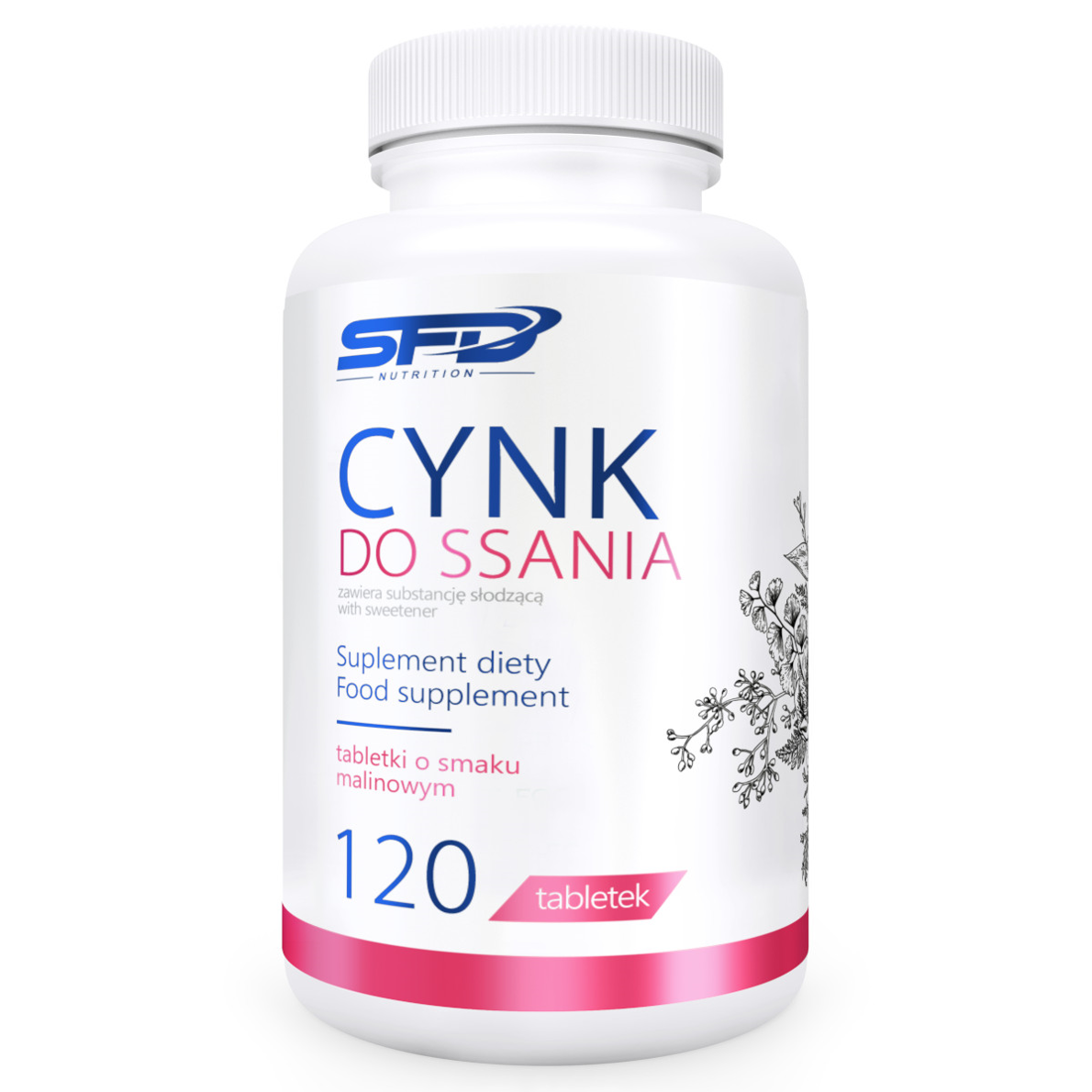 SFD cynk do ssania malinowy, 120 tabletek