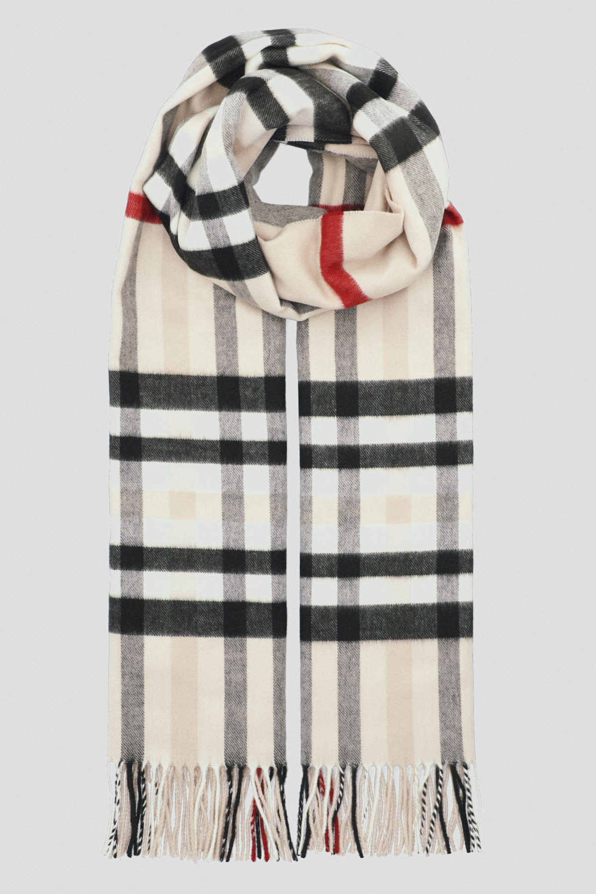 Lancerto Szal Kremowo-Beżowy w Czarną Kratę Unisex