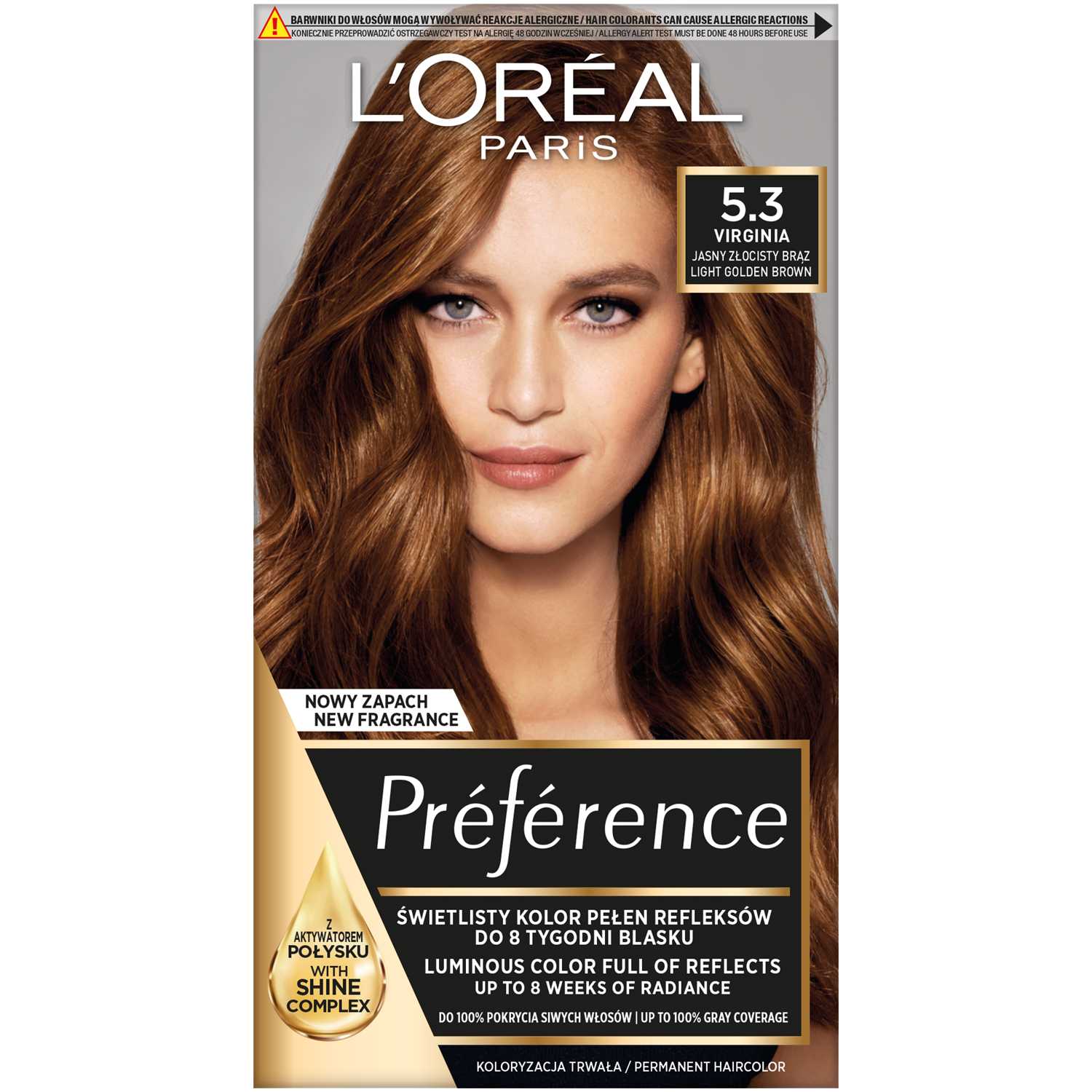 L'Oréal Paris Récital Préférence farba do włosów 5.3 jasny złocisty brąz, 1 opak.