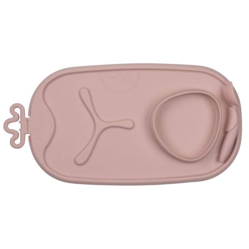 B.box zwijana mata dla dziecka antypoślizgowa do nauki samodzielnego jedzenia roll + go różowa silikonowa, 1 szt.