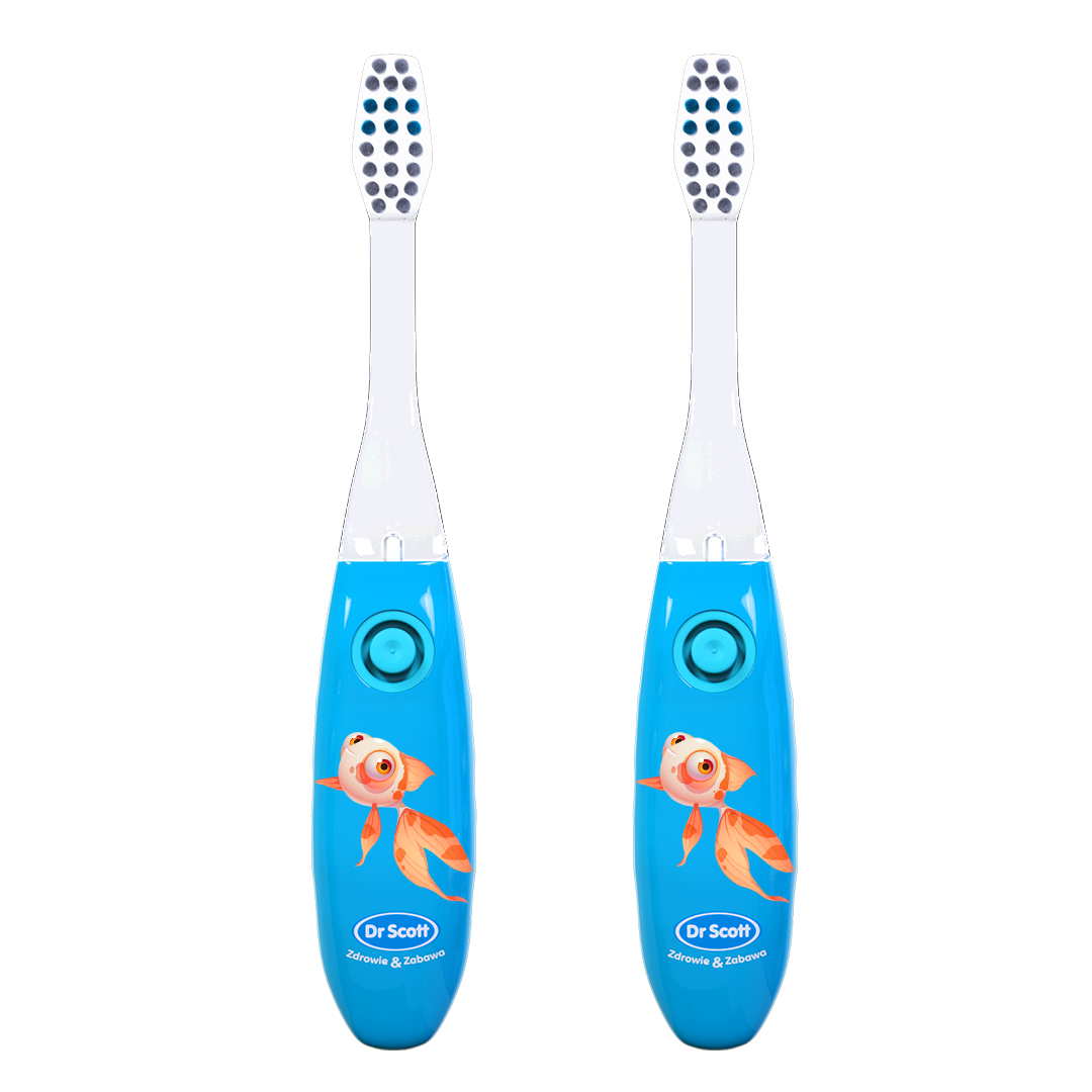 Dr Scott zestaw: szczoteczka do zębów dla dzieci z minutnikiem niebieska, 2 szt.