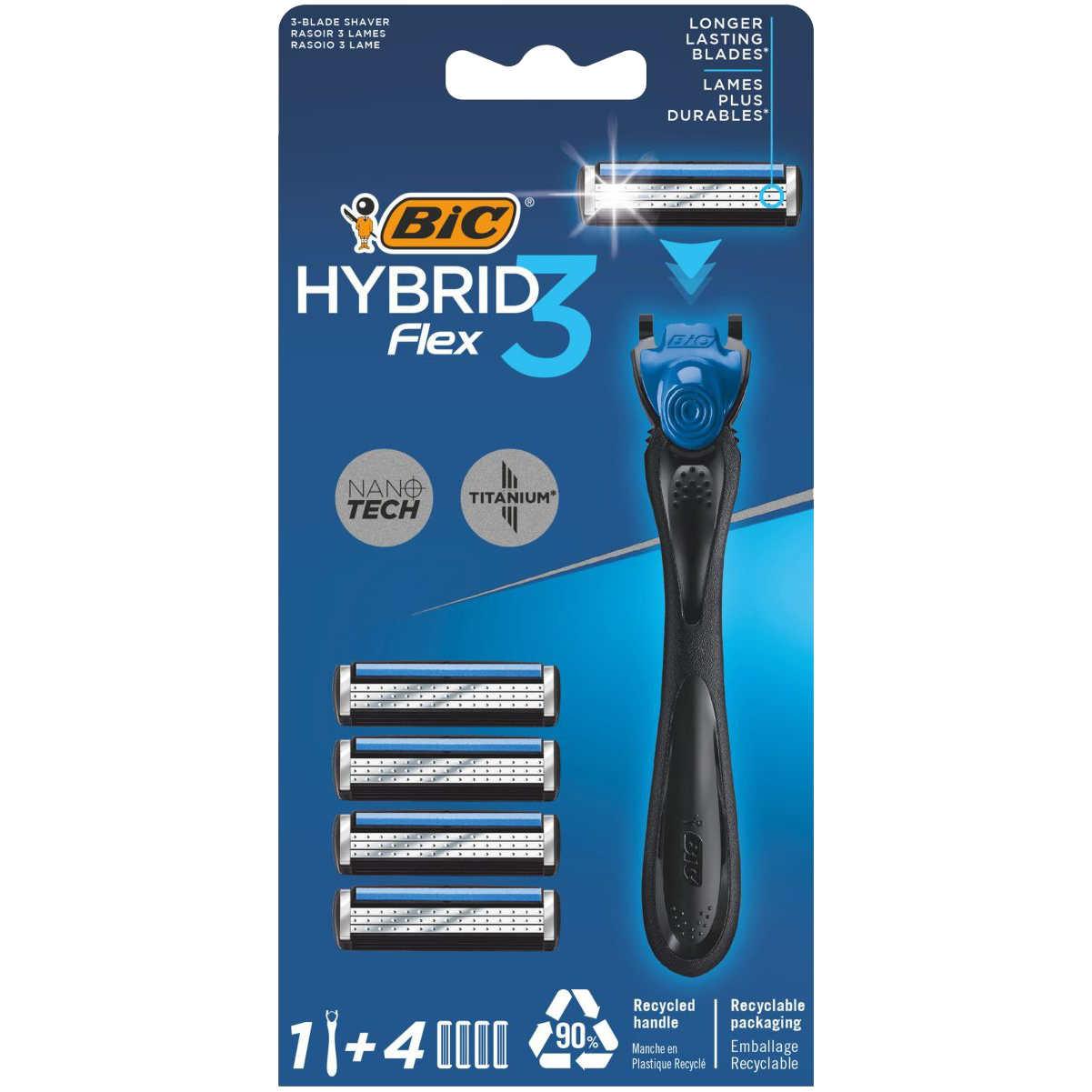 BIC Hybrid3 Flex maszynka do golenia, 1 szt. + wkłady, 4 szt./1 opak