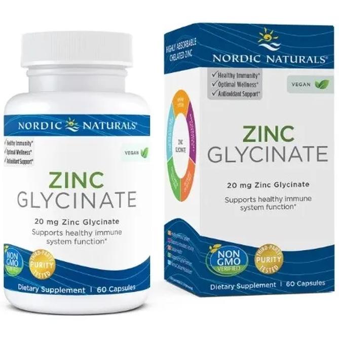Nordic Naturals Zinc Glycinate suplement diety Glicynian cynku, 20mg, 60 kaps./1 opak.