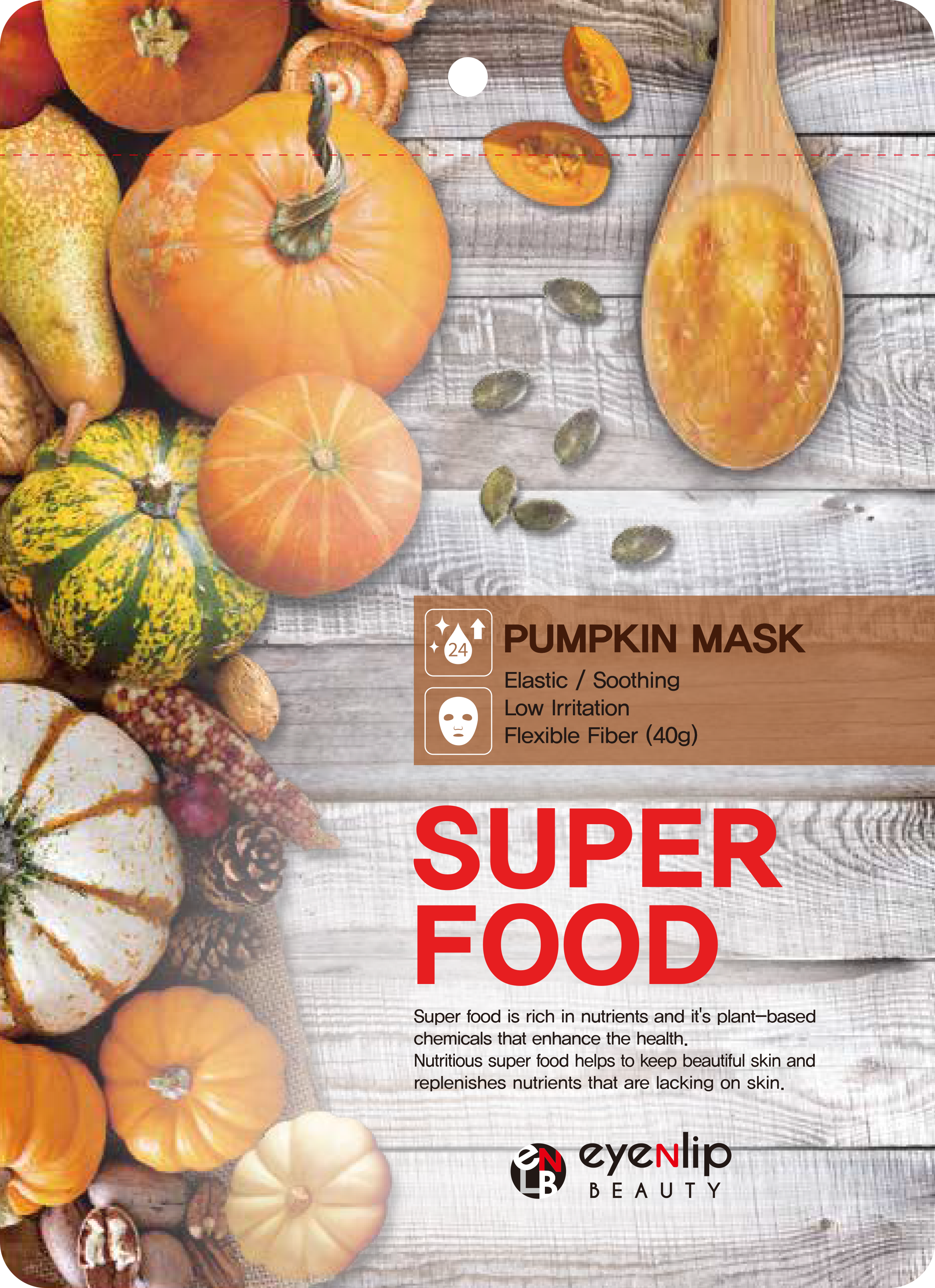 Eyenlip Beauty SuperFood Pumpkin uelastyczniająca maska w płachcie, 30 g