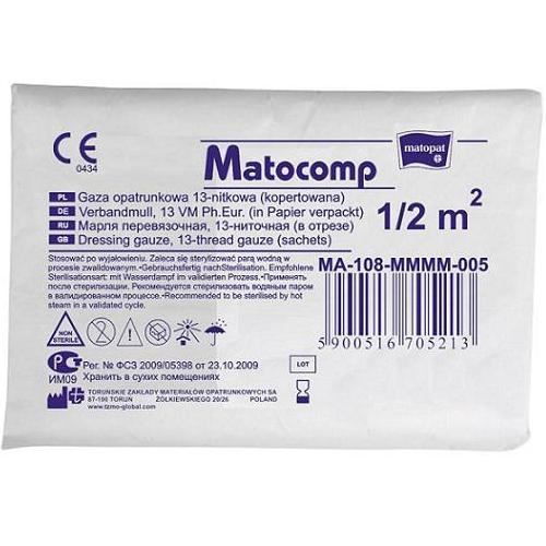 Matocomp gaza opatrunkowa niejałowa 13-nitkowa 1/2m², 1 sztuka
