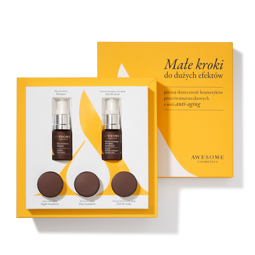 Awesome Cosmetics Anti Aging zestaw do pielęgnacji skóry z pierwszymi oznakami starzenia: krem pod oczy, 5 ml + krem na dzień, 5 ml + krem na noc, ...