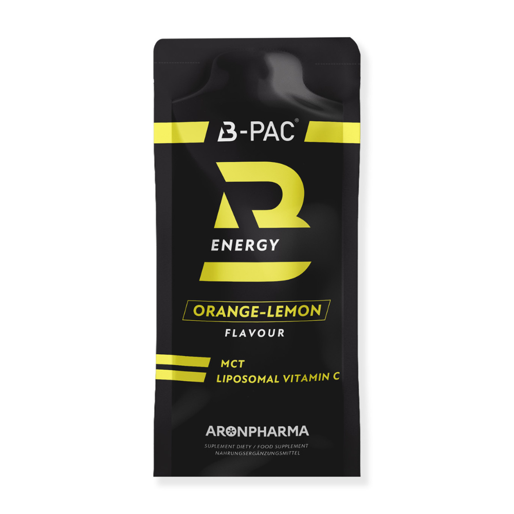 AronPharma B-PAC Energy Gel zestaw: suplement diety w formie hydrożelu o smaku pomarańczowo-cytrynowym, 15x60 ml