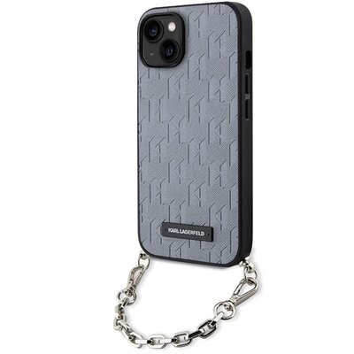 Etui KARL LAGERFELD Saffiano do Apple iPhone 14 Srebrny