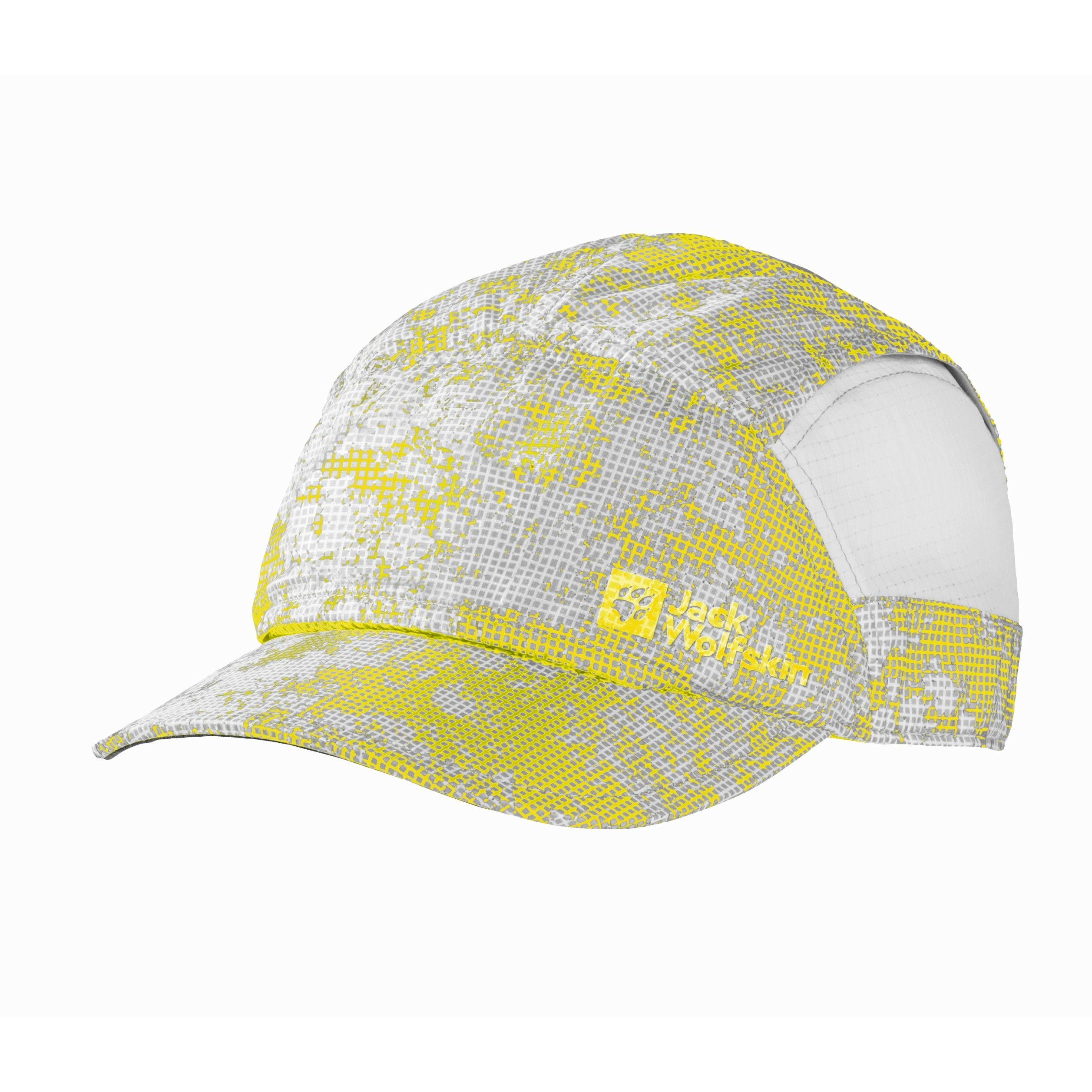 Czapka z daszkiem Jack Wolfskin PRELIGHT WIND CAP GRID CAMO firefly - ONE SIZE