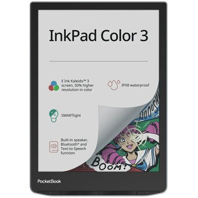 Czytnik e-booków POCKETBOOK InkPad Color 3 7.8", Podświetlany ekran, Wi-Fi, Bez reklam Srebrny