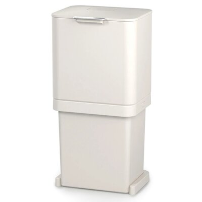 Kosz na śmieci do segregacji JOSEPH JOSEPH Totem Pop dwie komory, filtr pochłaniający zapachy 40L Kremowy