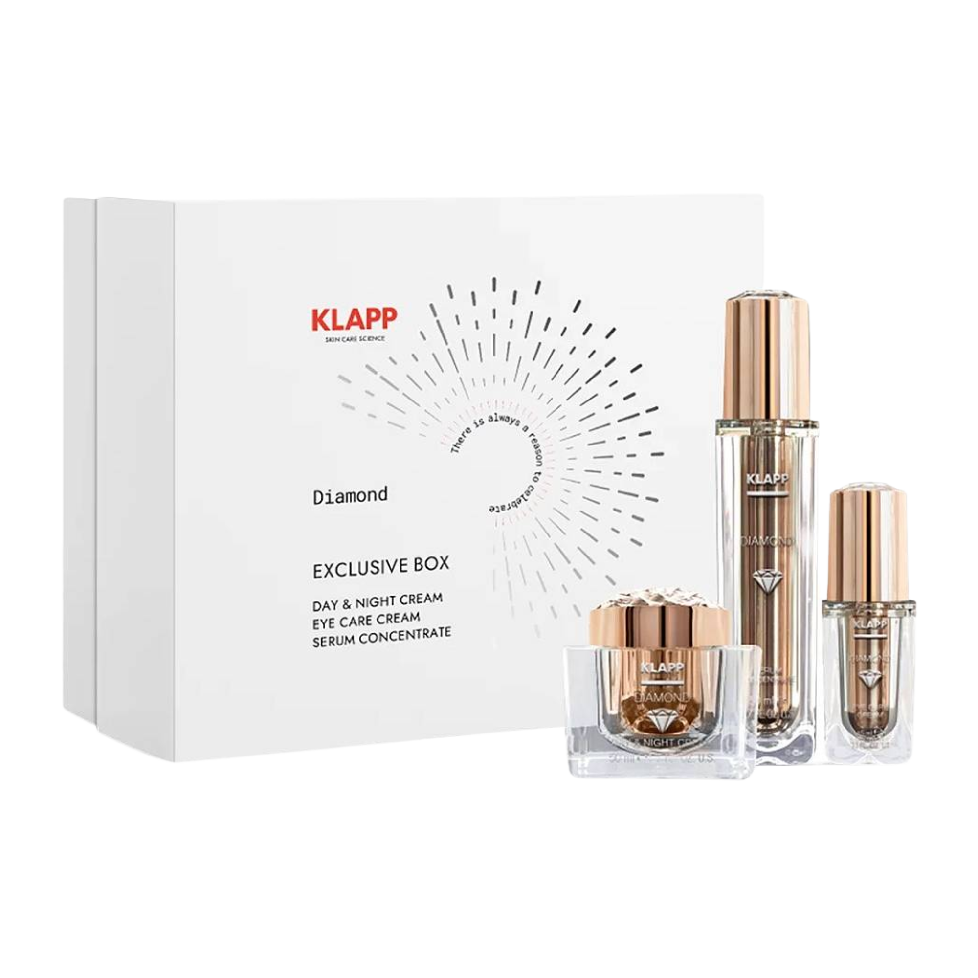Klapp Diamond Exclusive Box zestaw: luksusowy krem pod oczy, 15 ml + serum do twarzy, 50 ml + krem do twarzy, 50 ml