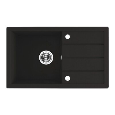 Zlewozmywak jednokomorowy z ociekaczem LAVEO Trzynastka SBP 711T Czarny 48x79