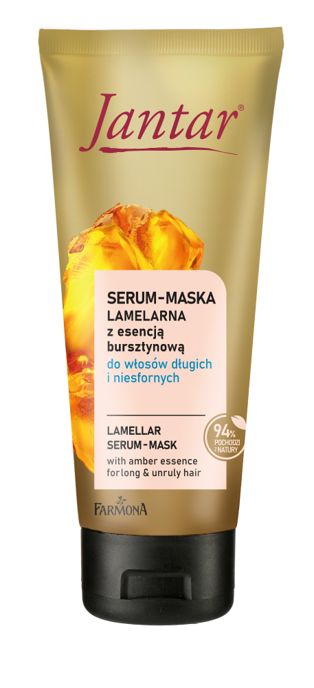 Jantar Lamelarne Wygładzenie  lamelarne serum-maska z esencją bursztynową do włosów długich i niesfornych, 100 ml