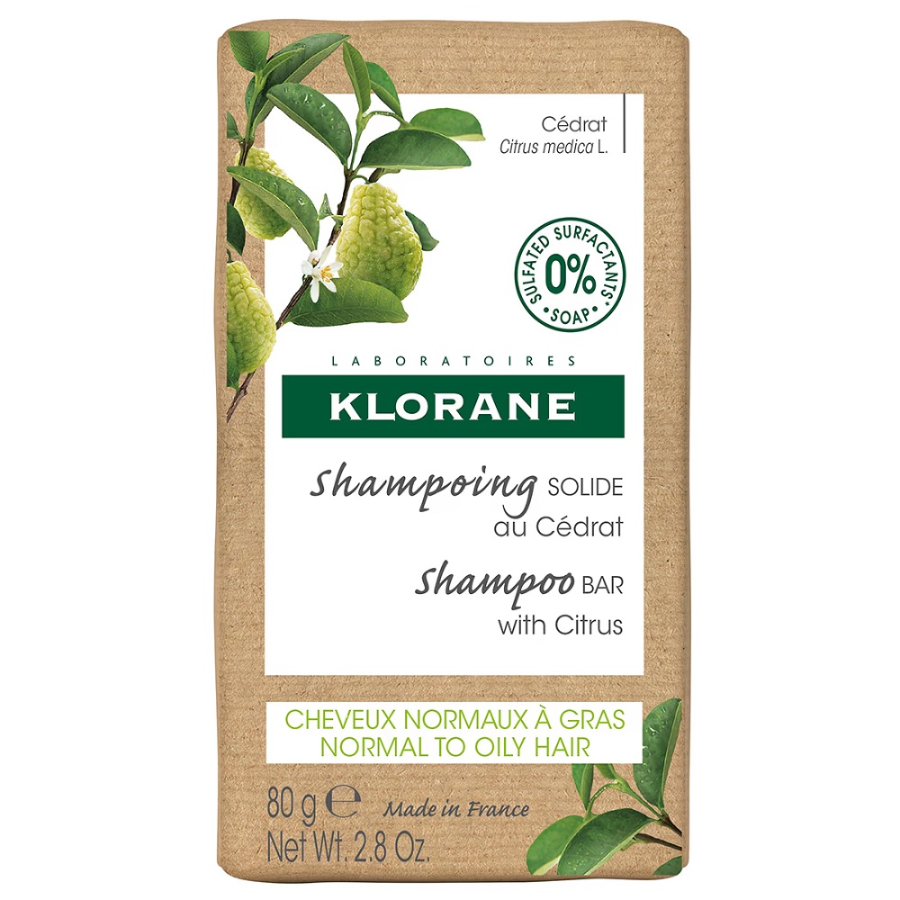 Klorane Citrus Hair szampon w kostce do włosów normalnych i przetłuszczających się, 80 g