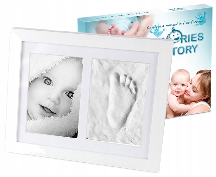 RAMKA Z GLINĄ ODLEW ODCISK BOBASA RĄCZKI STÓPKI