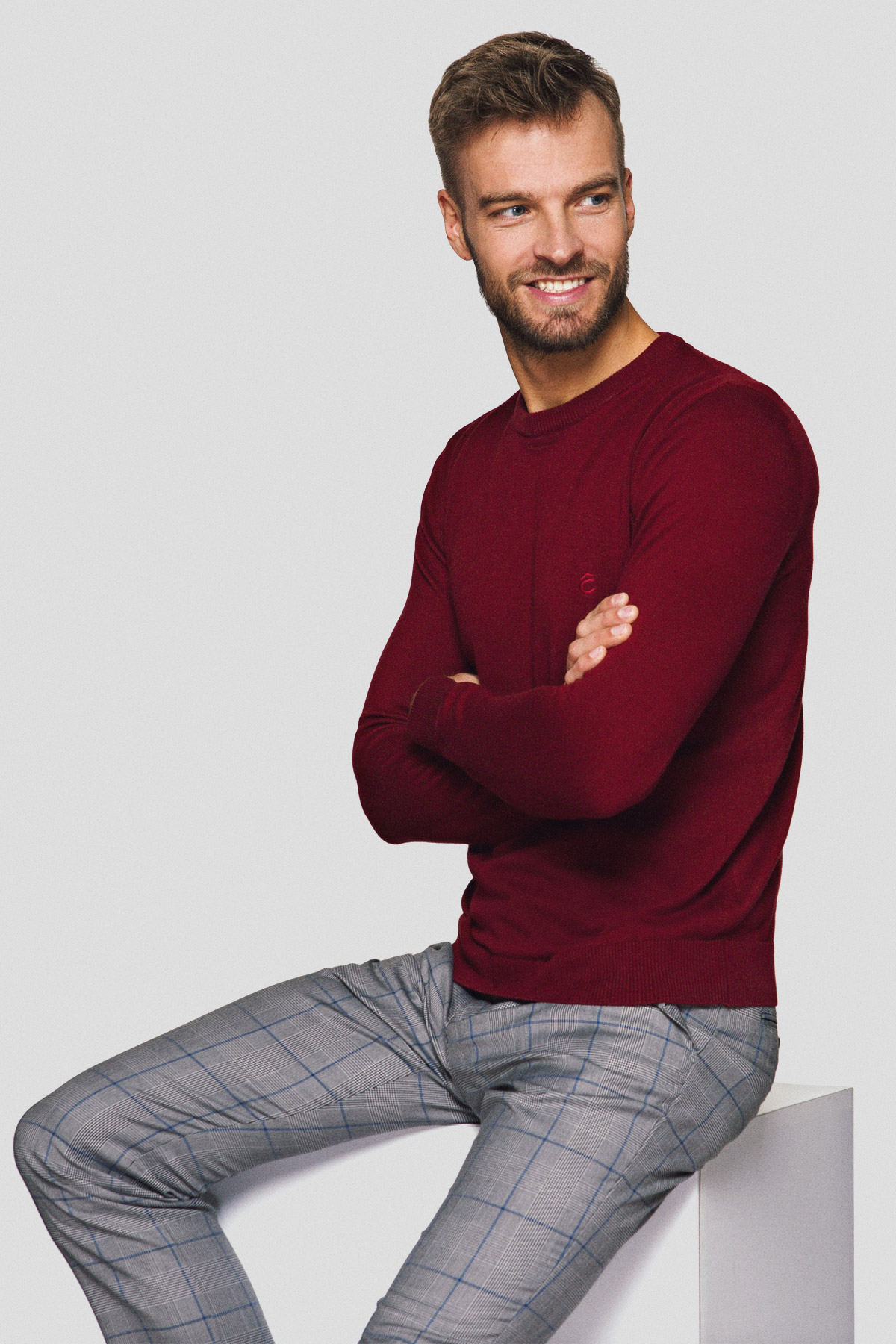 Lancerto Sweter Bordowy Bawełniany Keegan