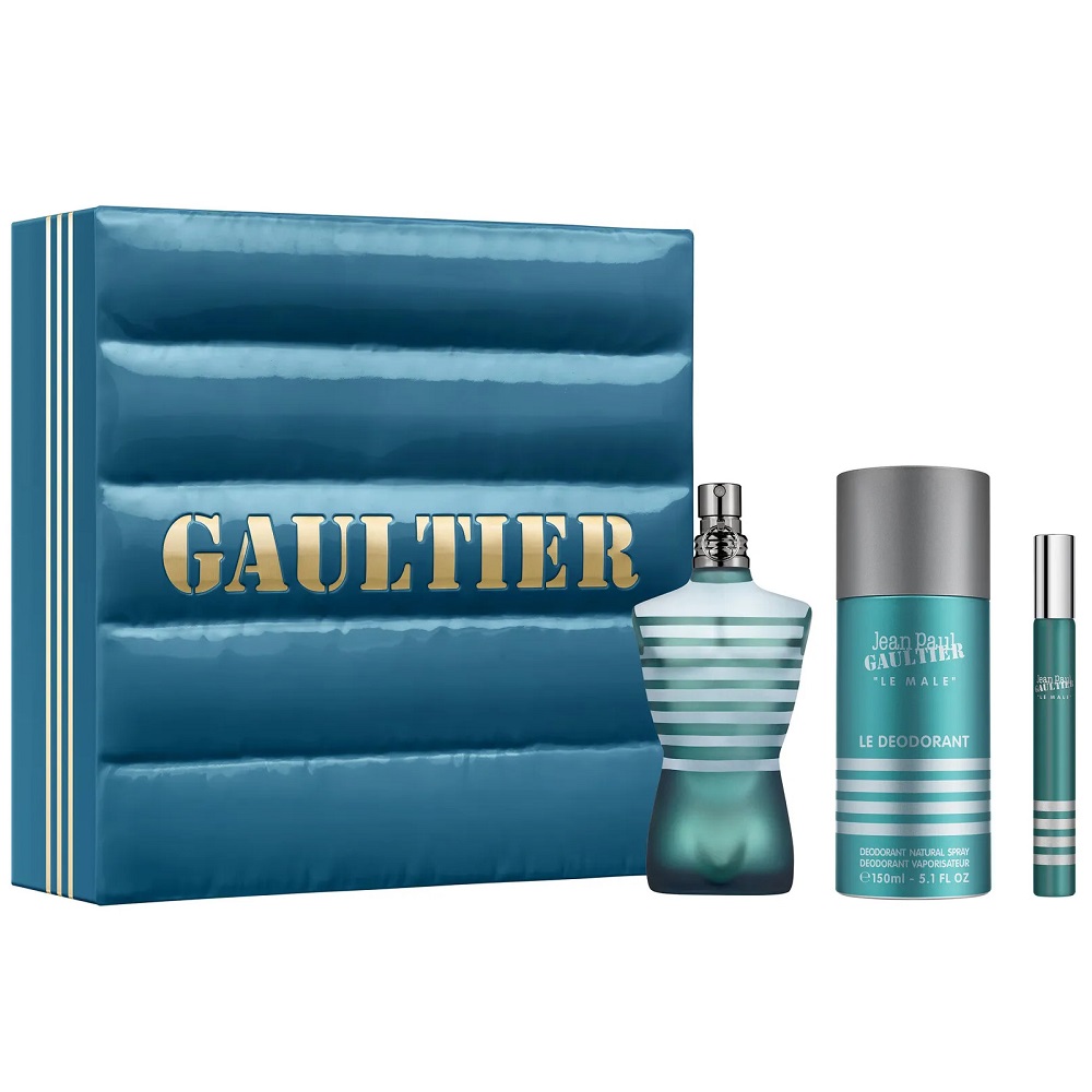 Jean Paul Gaultier Le Male zestaw: woda toaletowa męska,75 ml + woda toaletowa męska, 10 ml + dezodorant męski, 150 ml