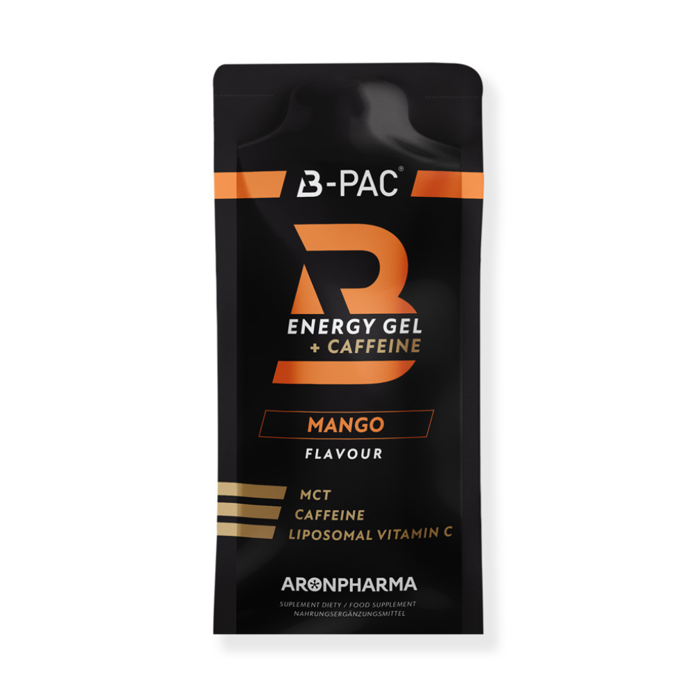 AronPharma B-PAC Energy Gel + Caffeine zestaw: suplement diety w formie hydrożelu o smaku mango, 15x60 ml