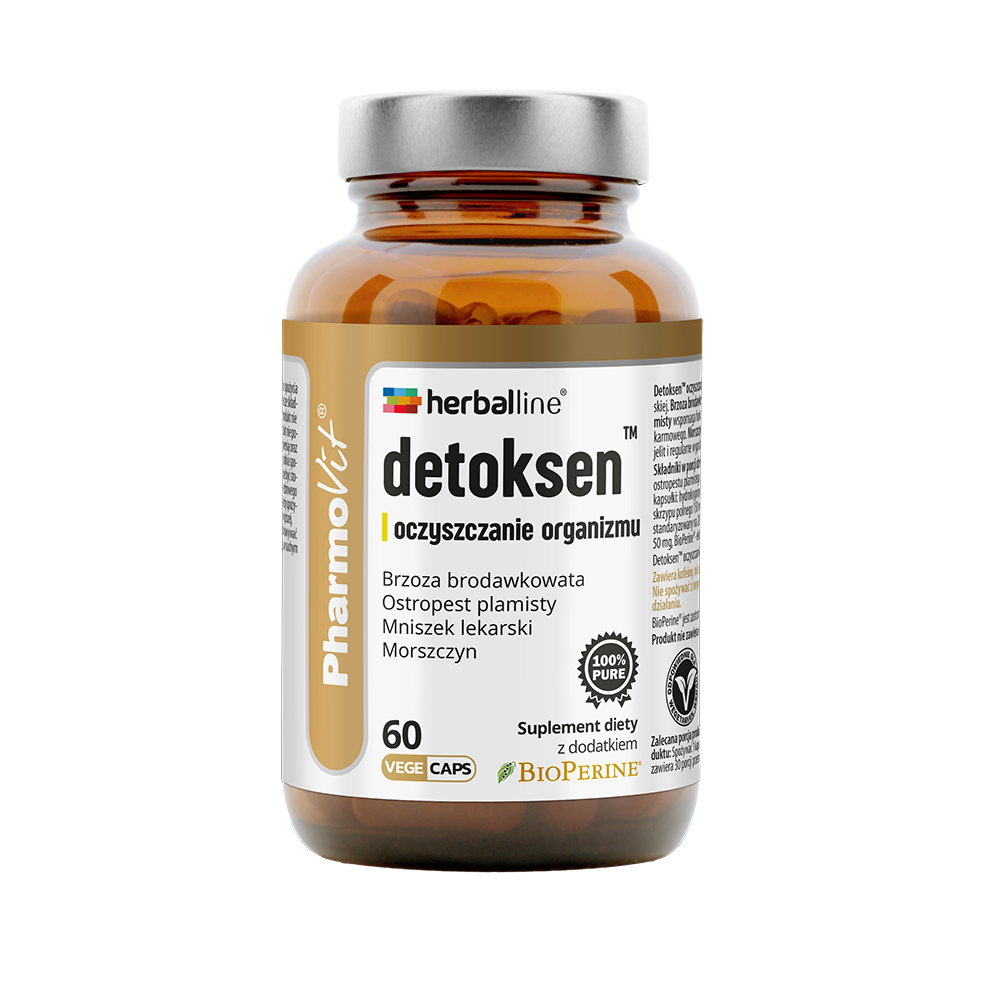 Pharmovit Herballine suplement diety odpowiedni dla wegetarian/wegan - Detoksen oczyszczenie organizmu, 60 kaps./1 opak.