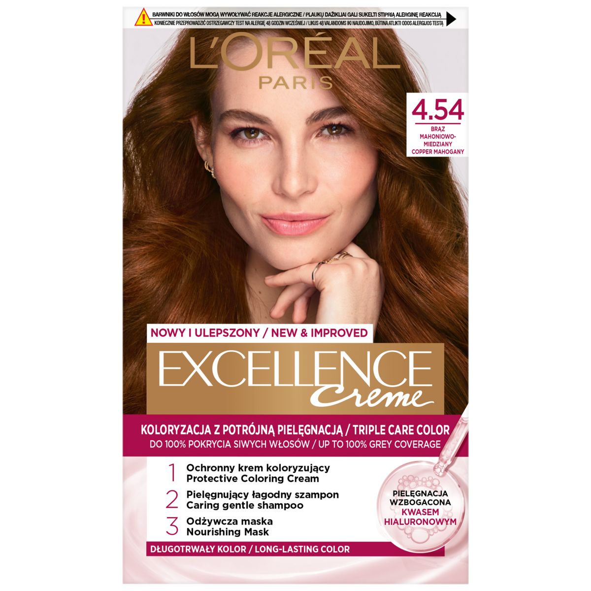 L'Oréal Paris Excellence Creme farba do włosów 4.54 brąz mahoniowo-miedziany, 1 opak.