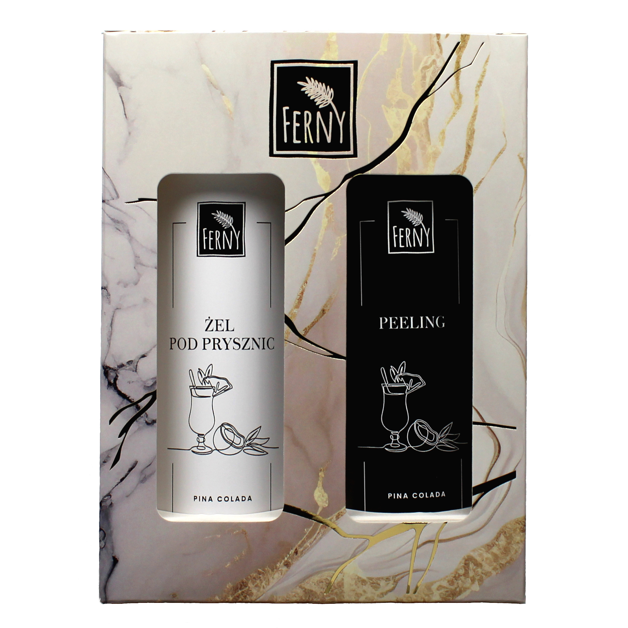 Ferny zestaw prezentowy Pina colada: żel pod prysznic, 300 ml + peeling do ciała, 300 ml