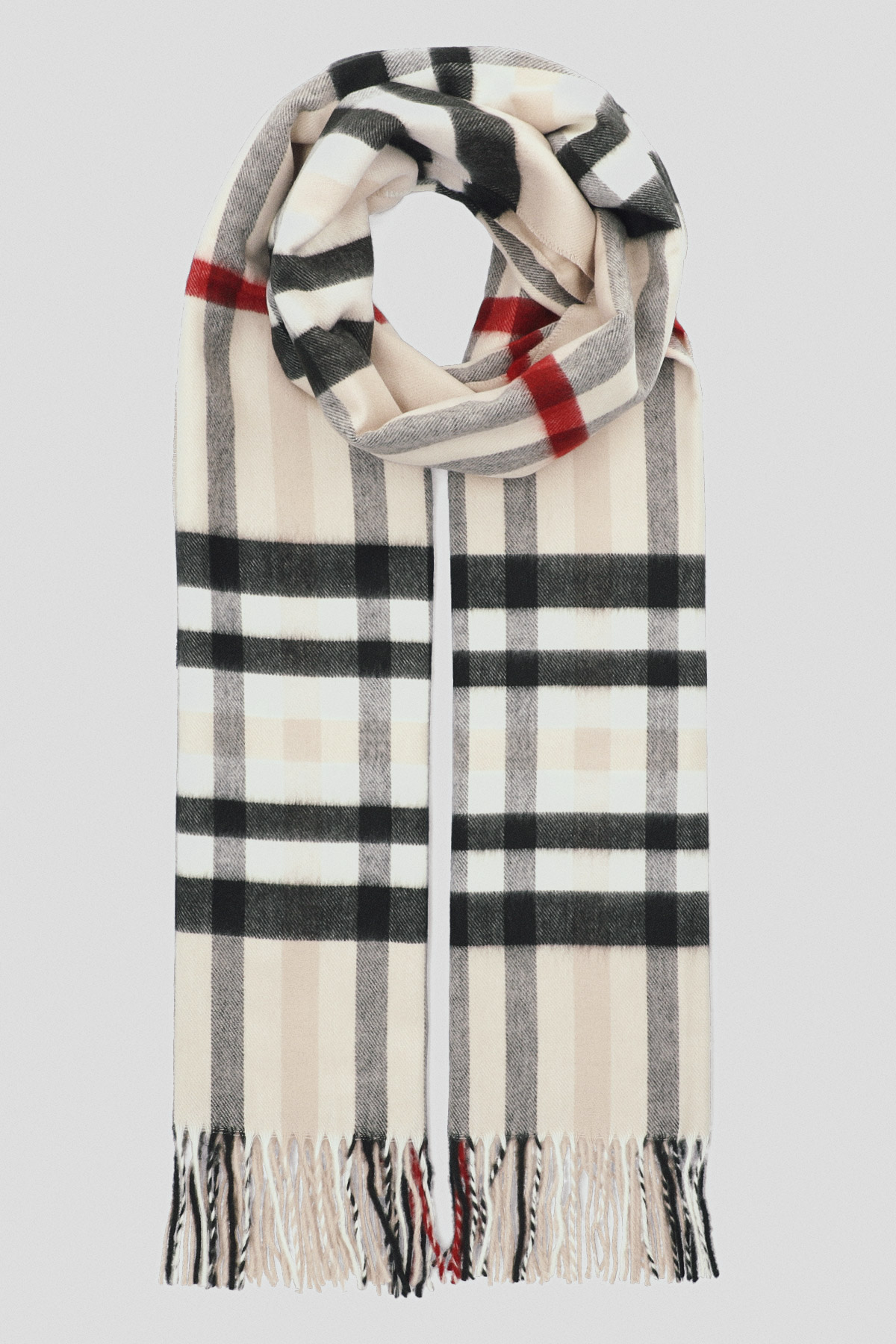 Lancerto Szal Kremowy w Szeroką Kratę Tartan Unisex