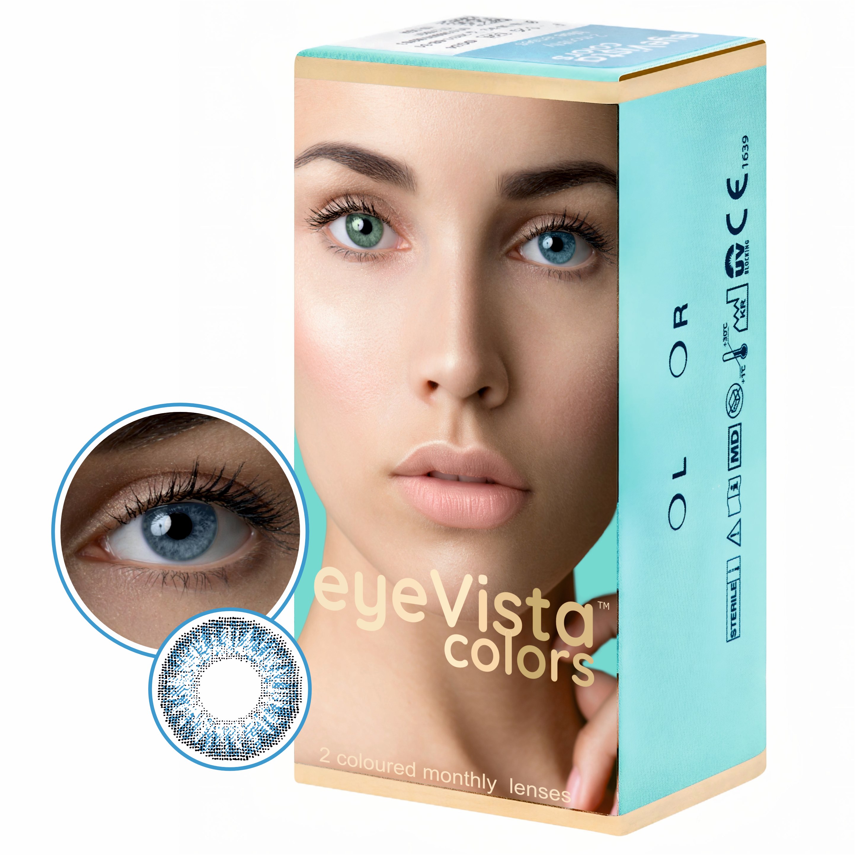 EyeVista Colors True Sapphire soczewki kontaktowe moc -1.75, 2 szt./1 opak.