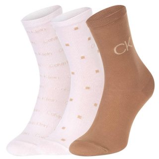 Skarpetki 3 pary Calvin Klein Women Sock 3P Lurex Logo Camel Combo 701224118 002 999
