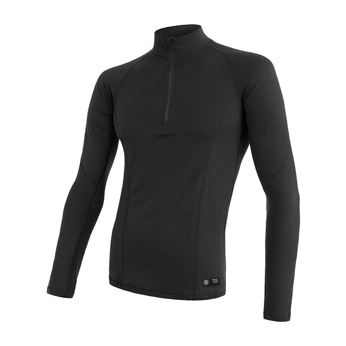Sensor - Koszulka męska Merino DF Tee Long Sleeve ZIP Man -  Black