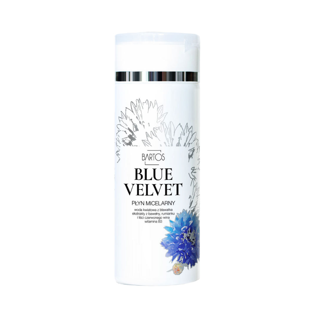 Bartos Blue Velvet micelarna esencja do demakijażu twarzy z hydrolatem, ekstraktami i witaminą B3, 150 ml