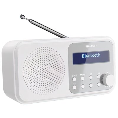 Radio SHARP DR-P420 Białe, Przenośne, Bluetooth, Tuner FM/DAB/DAB+, Wyświetlacz LCD, Alarm, Drzemka, Zasilanie Bateryjno-Sieciowe