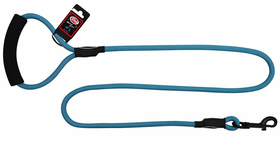 PET NOVA Smycz nylonowa z uchwytem sznur 120 cm / 1 cm błękitna